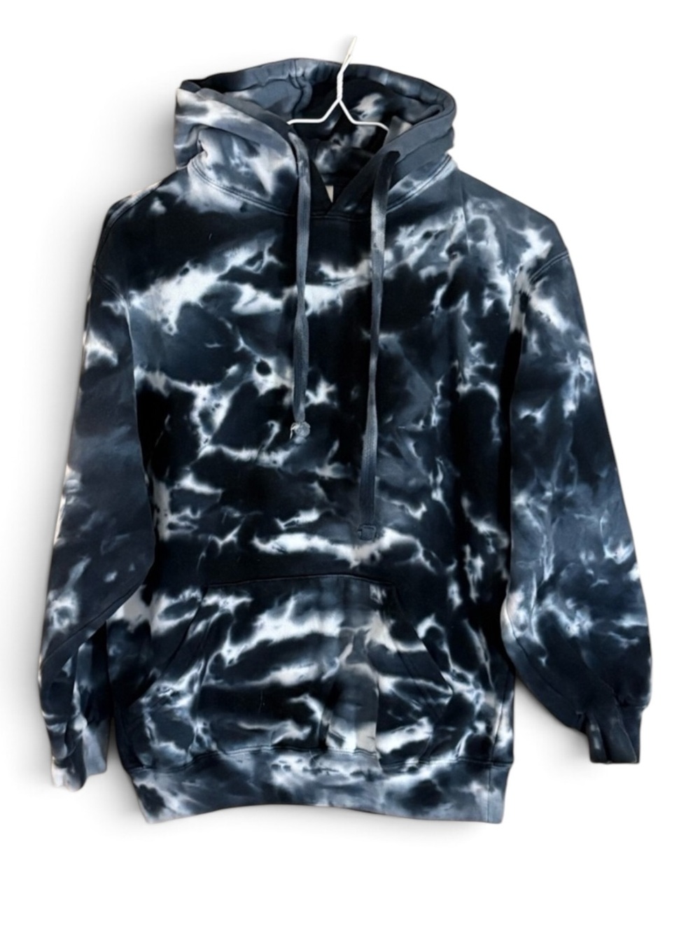 Dark Blue and White Tie-Dye Hoodie Sweatshirt